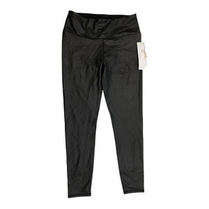 NEW Gottex Black Faux Leather Leggings Size Medium